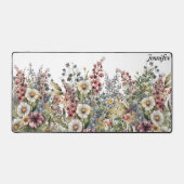 Monogram Elegante waterverf wilde bloem Bureaumat (Voorkant)
