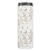Monogram Elegante Waterverf Wildflowers Bladeren Thermosbeker (Achterkant)