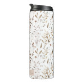 Monogram Elegante Waterverf Wildflowers Bladeren Thermosbeker (Geroteerd rechts)