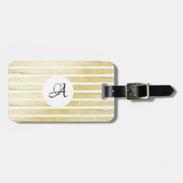 Monogram elegante witgouden folie gestreepte bagagelabel