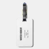 Monogram elegante witgouden folie gestreepte bagagelabel (Achterkant verticaal)