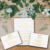 Monogram Elegante Witte en Gouden Huwelijk Folie Uitnodiging