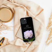 Monogram Elegante Witte pioen met naam Case-Mate iPhone Case