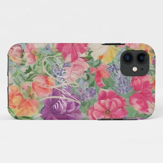 Monogram Elegante Zomer Bloeit Waterverf Case-Mate iPhone Case (Achterkant (horizontaal))