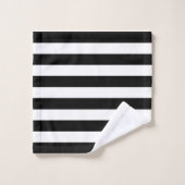 Monogram elegante zwarte en witte strepen bad handdoek (Wasdoekje)