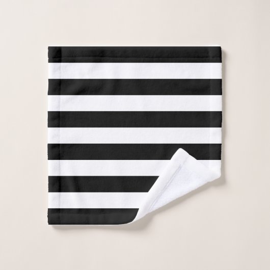 Monogram elegante zwarte en witte strepen bad handdoek (Wasdoekje)