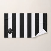 Monogram elegante zwarte en witte strepen bad handdoek (Handdoek)
