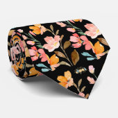 Monogram Elegante zwarte Waterverf Stropdas (Opgerold)