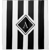 Monogram elegante zwarte witte verticale strepen douchegordijn (Voorkant)