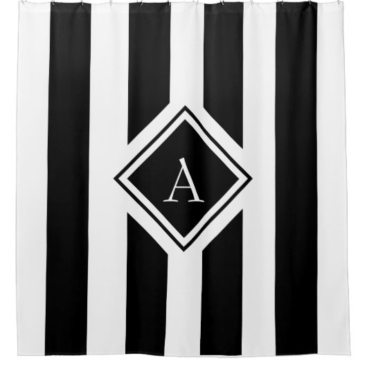 Monogram elegante zwarte witte verticale strepen douchegordijn (Voorkant)