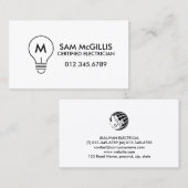 Monogram elektricien elektricien visitekaartje (Voorkant / Achterkant)