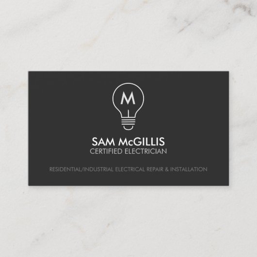 Monogram elektricien elektricien visitekaartje (Voorkant)