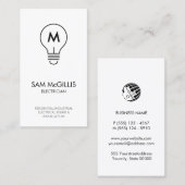 Monogram elektricien elektricien visitekaartje (Voorkant / Achterkant)
