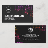 Monogram elektricien elektricien visitekaartje (Voorkant / Achterkant)