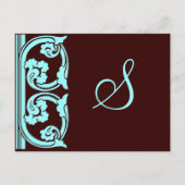 Monogram  Element Blauwgroen Blauw Briefkaart (Voorkant)