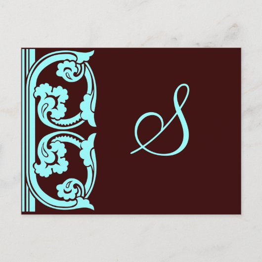 Monogram  Element Blauwgroen Blauw Briefkaart (Voorkant)