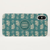 Monogram | Elephant Blauwgroen Caravan Pattern Case-Mate iPhone Case (Achterkant (horizontaal))