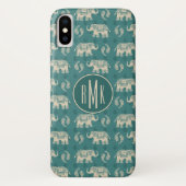 Monogram | Elephant Blauwgroen Caravan Pattern Case-Mate iPhone Case (Achterkant)