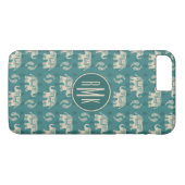 Monogram | Elephant Blauwgroen Caravan Pattern Case-Mate iPhone Case (Achterkant (Horizontaal))