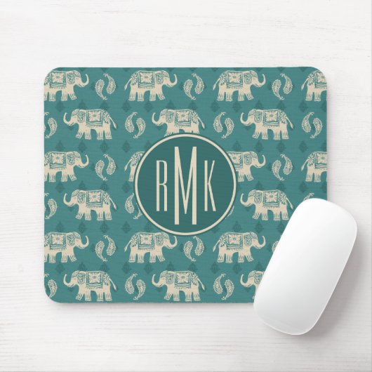 Monogram | Elephant Blauwgroen Caravan Pattern Muismat (Met muis)