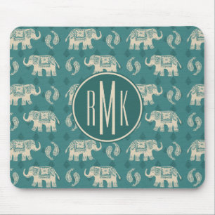 Monogram   Elephant Blauwgroen Caravan Pattern Muismat