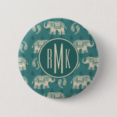 Monogram | Elephant Blauwgroen Caravan Pattern Ronde Button 5,7 Cm (Voorkant)