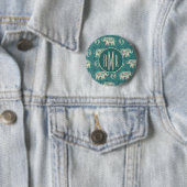 Monogram | Elephant Blauwgroen Caravan Pattern Ronde Button 5,7 Cm (In situ)