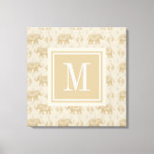 Monogram | Elephant Khaki Caravan Pattern Canvas Afdruk (Voorkant)