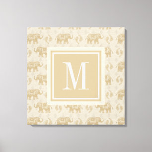Monogram Elephant Khaki Caravan Pattern Canvas Afdruk