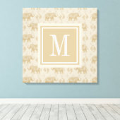 Monogram | Elephant Khaki Caravan Pattern Canvas Afdruk (Insitu (Houten vloer))
