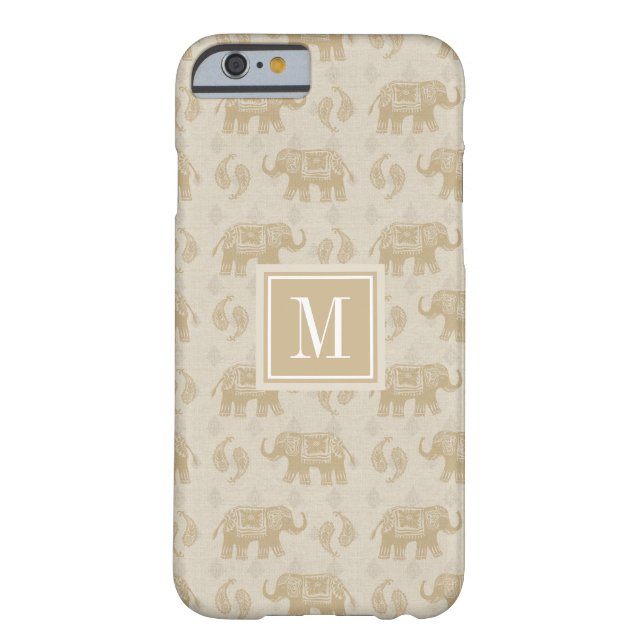 Monogram | Elephant Khaki Caravan Pattern Case-Mate iPhone Case (Achterkant)
