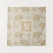Monogram | Elephant Khaki Caravan Pattern Wandkleed (Voorkant (horizontaal))