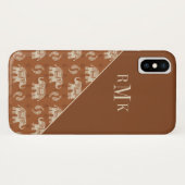Monogram | Elephant Oranje Caravan Pattern Case-Mate iPhone Case (Achterkant (horizontaal))