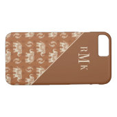 Monogram | Elephant Oranje Caravan Pattern Case-Mate iPhone Case (Achterkant (Horizontaal))