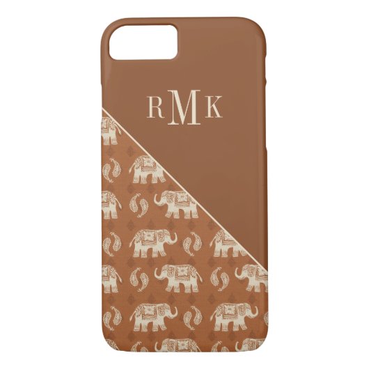 Monogram | Elephant Oranje Caravan Pattern Case-Mate iPhone Case (Achterkant)