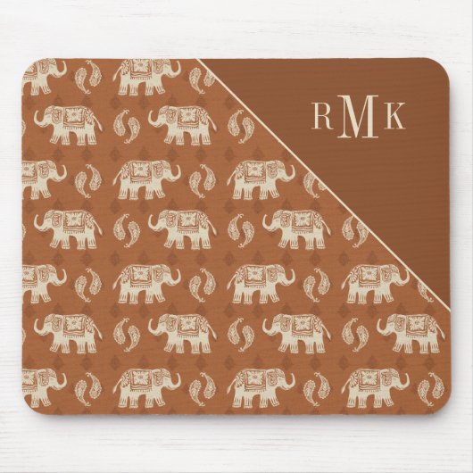 Monogram | Elephant Oranje Caravan Pattern Muismat (Voorkant)