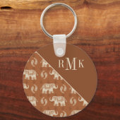 Monogram | Elephant Oranje Caravan Pattern Sleutelhanger (Voorkant)