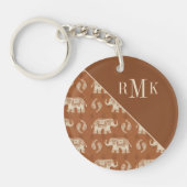 Monogram | Elephant Oranje Caravan Pattern Sleutelhanger (Voorkant)