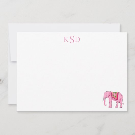Monogram Elephant Print Briefpapier Kaart (Voorkant)