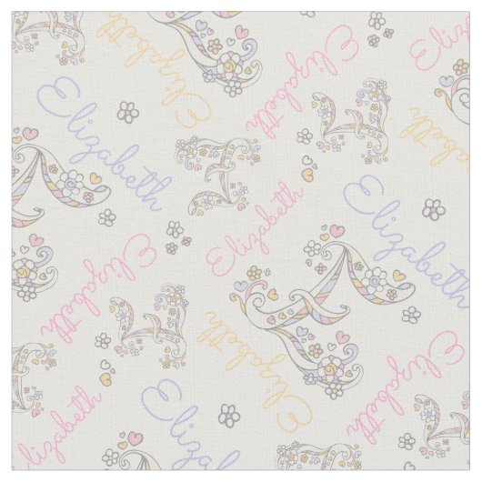 Monogram Elizabeth naam en letter E stof (Close Up)