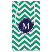 Monogram Emerald and Blue Zigzag Pattern Klein Cadeauzakje (Voorkant)