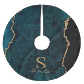 Monogram Emerald Green Agate Marmer Gold Kerstmis Kerstboom Rok (Voorkant)