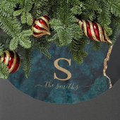 Monogram Emerald Green Agate Marmer Gold Kerstmis Kerstboom Rok