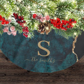 Monogram Emerald Green Agate Marmer Gold Kerstmis Kerstboom Rok