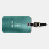 Monogram Emerald Green Borhed Metal Bagagelabel (Voorkant horizontaal)