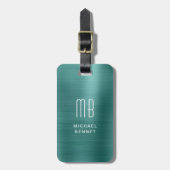 Monogram Emerald Green Borhed Metal Bagagelabel (Voorkant verticaal)