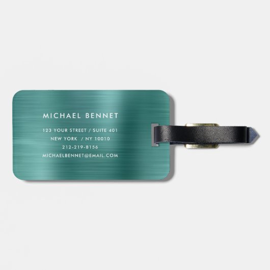 Monogram Emerald Green Borhed Metal Bagagelabel (Achterkant horizontaal)