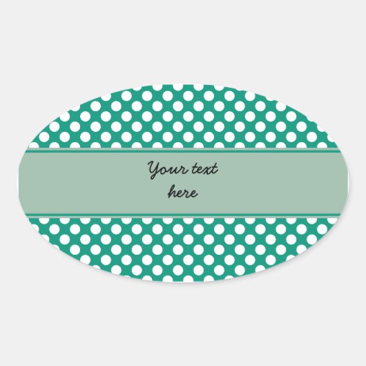 Monogram Emerald Green en White Polka Dot Pattern Ovale Sticker (Voorkant)