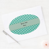 Monogram Emerald Green en White Polka Dot Pattern Ovale Sticker (Envelop)