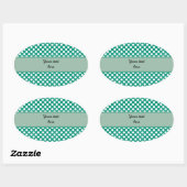Monogram Emerald Green en White Polka Dot Pattern Ovale Sticker (Vel)